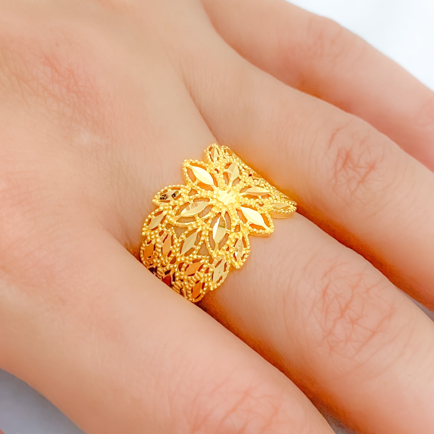 Yellow Gold Broad Diamond Ring